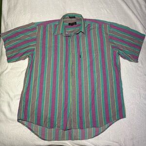 VTG Colors By Alexander Julian Large Multicolor Stripe Button Shirt